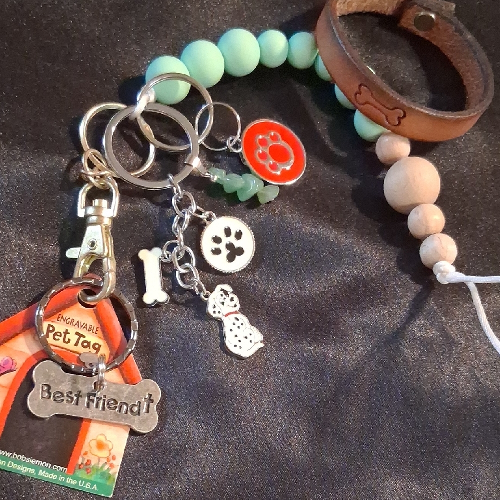 Pet Tags, Dog Tags , Key & Card Holder with Charms.